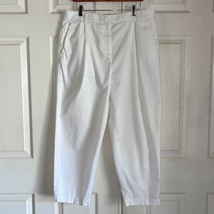 Everlane White Cotton/Elastane Wide Fit High Waist Pleat Front Pants